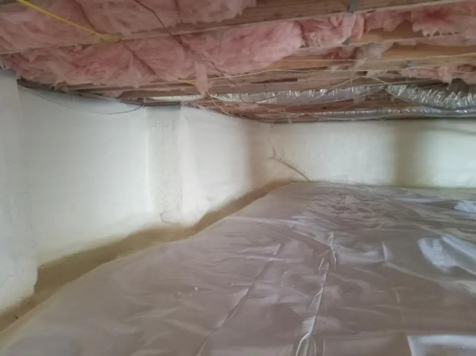 Crawl space encapsulation with closed-cell spray foam for Roof Waterproofing in Easton